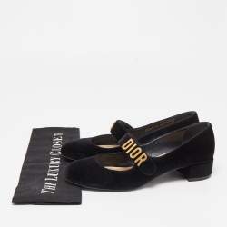 Pre Owned Dior Black Velvet Baby-D Pumps Size 36