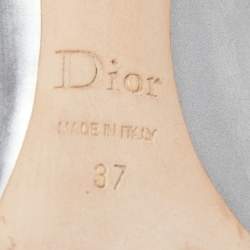 Pre Owned Dior Silver Leather Pointed Toe Pumps Size 37
