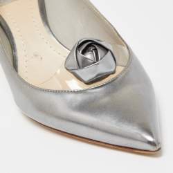 Pre Owned Dior Silver Leather Pointed Toe Pumps Size 37