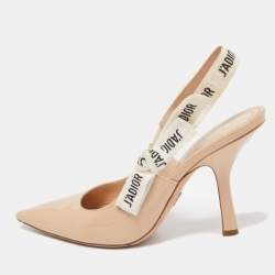 Pre Owned Dior Beige Patent J'adior  Slingback Pumps Size 37.5