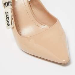 Pre Owned Dior Beige Patent J'adior  Slingback Pumps Size 37.5