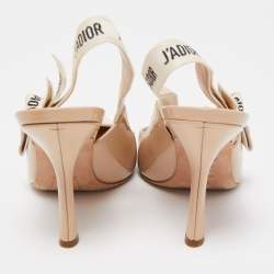 Pre Owned Dior Beige Patent J'adior  Slingback Pumps Size 37.5