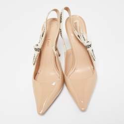 Pre Owned Dior Beige Patent J'adior  Slingback Pumps Size 37.5