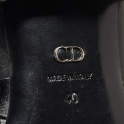 Pre Owned Dior Black Leather Croc Embossed and Leather Knee Length Boots Size 40