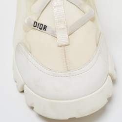 Dior White Leather and Fabric D-Connect Sneakers Size 38