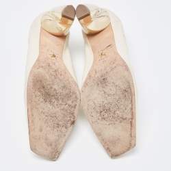 Pre Owned Dior Cream Leather Scrunch Square Toe Pumps Size 38