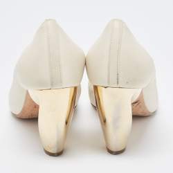 Pre Owned Dior Cream Leather Scrunch Square Toe Pumps Size 38