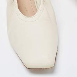 Pre Owned Dior Cream Leather Scrunch Square Toe Pumps Size 38