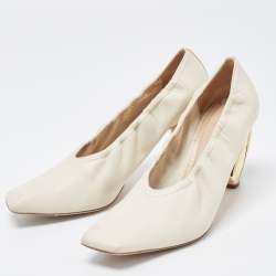 Pre Owned Dior Cream Leather Scrunch Square Toe Pumps Size 38