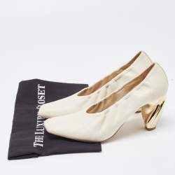 Pre Owned Dior Cream Leather Scrunch Square Toe Pumps Size 38
