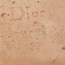 Pre Owned Dior Brown Lizard Embossed Suede Chain Detail Ankle Strap Sandals Size 39