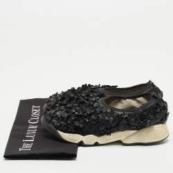 Pre Owned Dior Black Leather Flower Fusion Low Top Sneakers Size 37