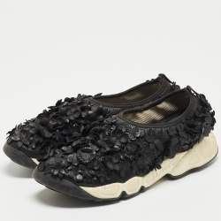 Pre Owned Dior Black Leather Flower Fusion Low Top Sneakers Size 37