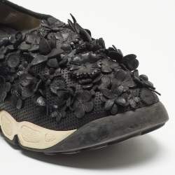 Pre Owned Dior Black Leather Flower Fusion Low Top Sneakers Size 37