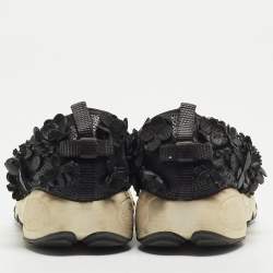 Pre Owned Dior Black Leather Flower Fusion Low Top Sneakers Size 37