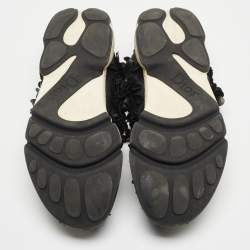 Pre Owned Dior Black Leather Flower Fusion Low Top Sneakers Size 37