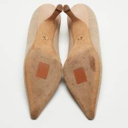 Pre Owned Dior Beige/Pink Canvas and Leather Jadior Pointed Toe Pumps Size 38