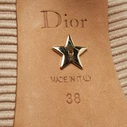 Pre Owned Dior Beige/Pink Canvas and Leather Jadior Pointed Toe Pumps Size 38