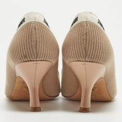 Pre Owned Dior Beige/Pink Canvas and Leather Jadior Pointed Toe Pumps Size 38