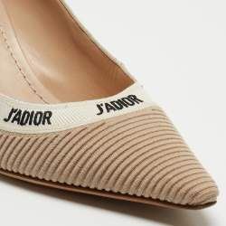 Pre Owned Dior Beige/Pink Canvas and Leather Jadior Pointed Toe Pumps Size 38