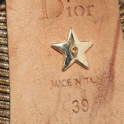 Pre Owned Dior Gold/Black Fabric J'adior Slingback Pumps Size 39