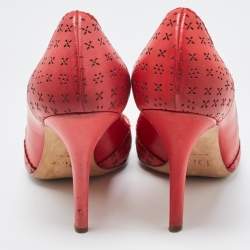 Pre Owned Dior Red Leather Round Toe Pumps Size 39