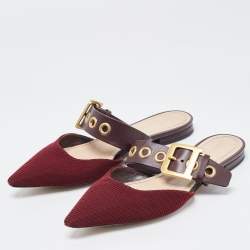 Pre Owned Dior Two Tone Technical Fabric and Leather D-Dior Flat Mules Size 38