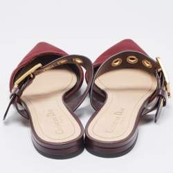 Pre Owned Dior Two Tone Technical Fabric and Leather D-Dior Flat Mules Size 38