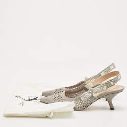 Dior Green Canvas Ribbon J'adior Slingback Pumps Size 40
