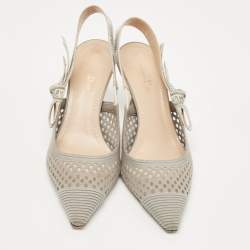 Dior Green Canvas Ribbon J'adior Slingback Pumps Size 40