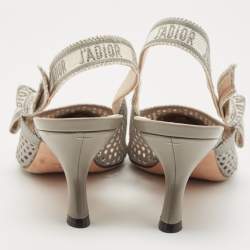 Dior Green Canvas Ribbon J'adior Slingback Pumps Size 40
