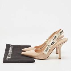 Pre Owned Dior Beige Patent Leather J'adior Slingback Pumps Size 37