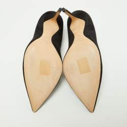 Pre Owned Dior Black Perforated Suede Cherie Pointed Toe Pumps Size 40