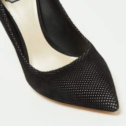 Pre Owned Dior Black Perforated Suede Cherie Pointed Toe Pumps Size 40