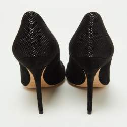 Pre Owned Dior Black Perforated Suede Cherie Pointed Toe Pumps Size 40
