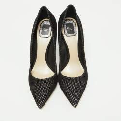 Pre Owned Dior Black Perforated Suede Cherie Pointed Toe Pumps Size 40