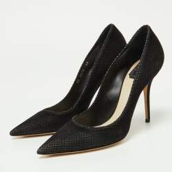 Pre Owned Dior Black Perforated Suede Cherie Pointed Toe Pumps Size 40