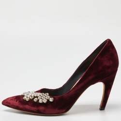 Burgundy velvet clearance court shoes