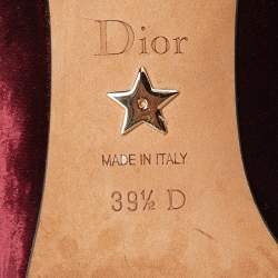 Pre Owned Dior Burgundy Velvet Crystal Embellished Pointed Toe Pumps Size 39.5