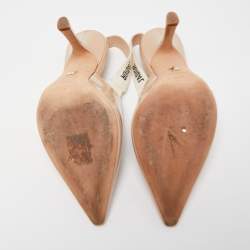 Pre Owned Dior Beige Patent J'adior Slingback Pumps Size 36.5