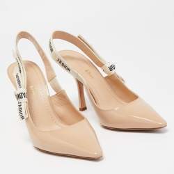 Pre Owned Dior Beige Patent J'adior Slingback Pumps Size 36.5