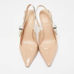 Pre Owned Dior Beige Patent J'adior Slingback Pumps Size 36.5