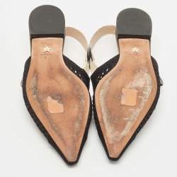 Dior Black Lace J'adior Slingback Flats Size 40