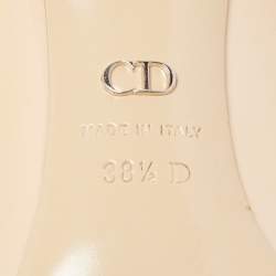 Pre Owned Dior Beige Patent Leather Dianeme Crystal Embellished Pumps Size 38.5