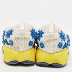 Dior White/Blue Embellished Mesh Fusion Sneakers Size 37