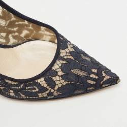 Dior Navy Blue Lace Pointed Toe Pumps Size 38