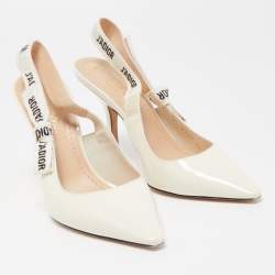 Dior Cream Patent J'adior Slingback Pumps Size 36