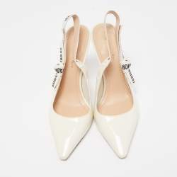 Dior Cream Patent J'adior Slingback Pumps Size 36