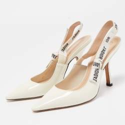 Dior Cream Patent J'adior Slingback Pumps Size 36