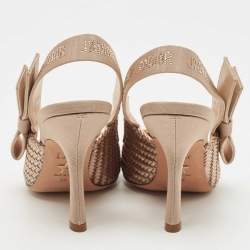 Pre Owned Dior Metallic Bronze Woven Leather J'Adior Slingback Pumps Size 36